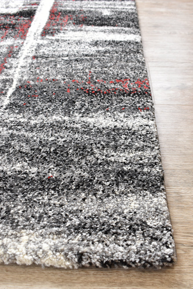 Milan Dahlia 347 Light Grey Red Rug