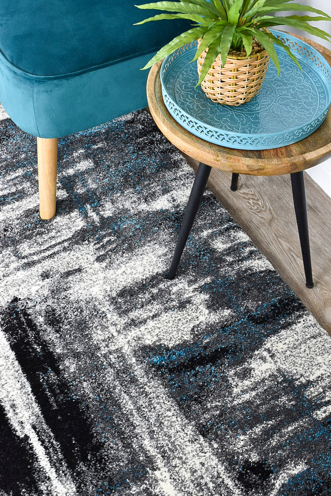 Milan Dahlia 347 Light Grey Turquoise Runner Rug