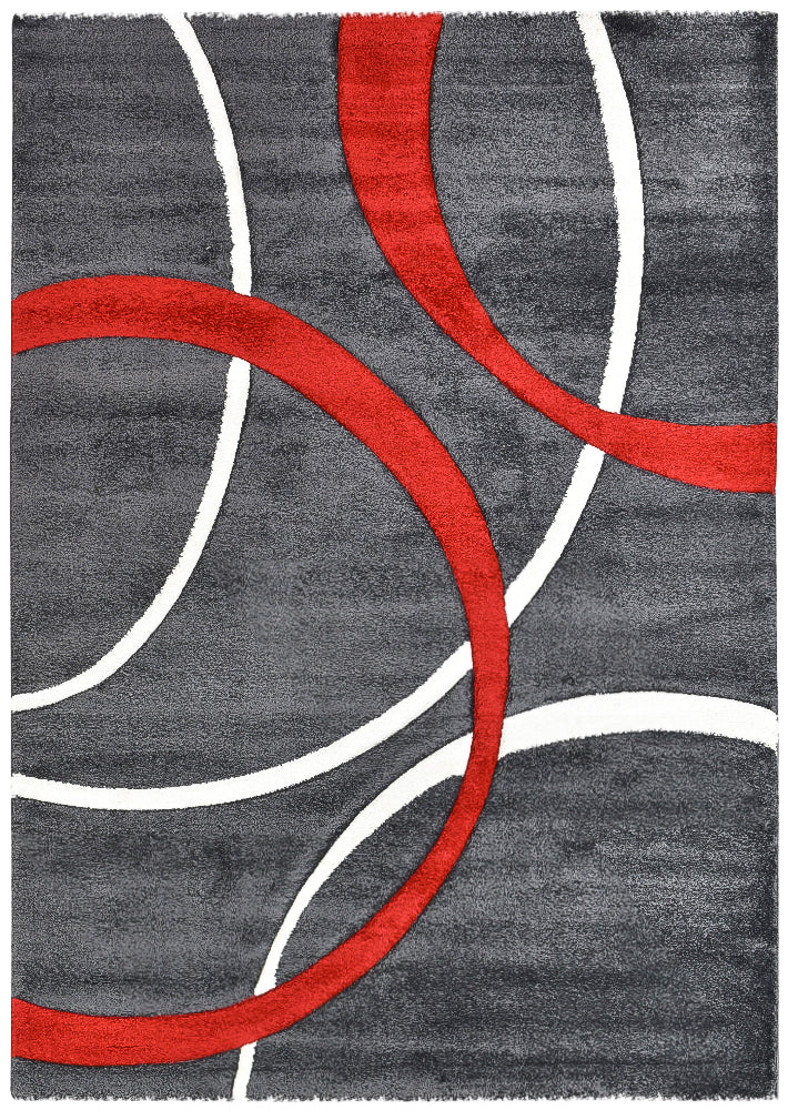 Milan Dahlia 798 Dark Grey Red Rug