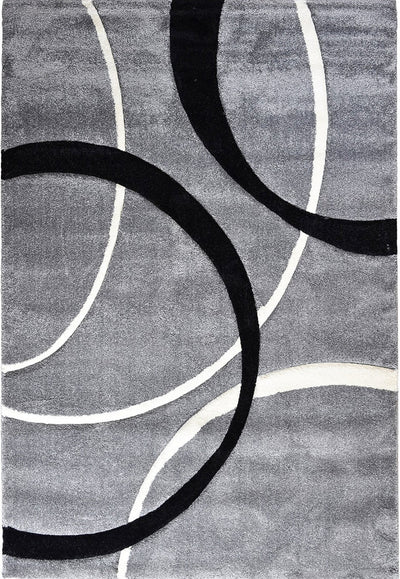 Milan Dahlia 798 Light Grey Black Rug