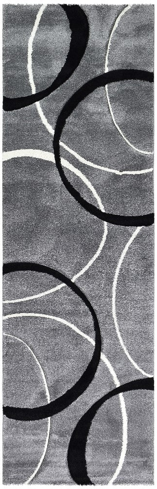 Milan Dahlia 798 Light Grey Black Rug