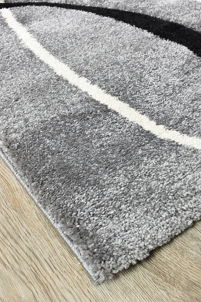 Milan Dahlia 798 Light Grey Black Runner Rug