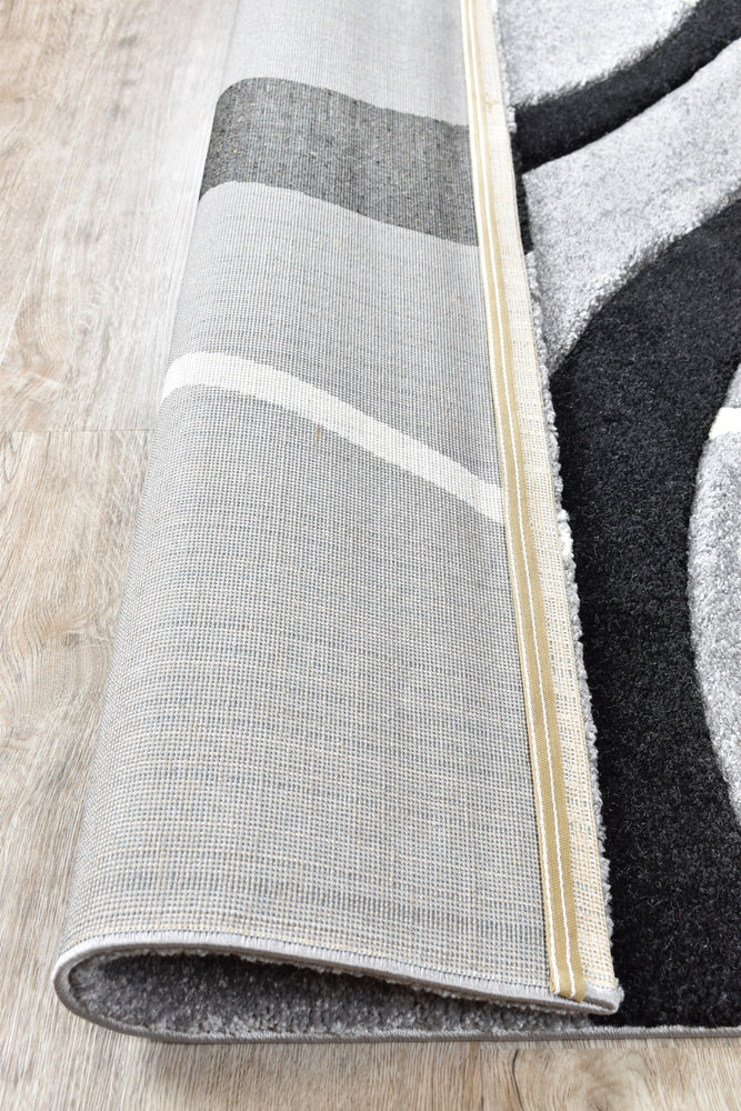 Milan Dahlia 798 Light Grey Black Rug