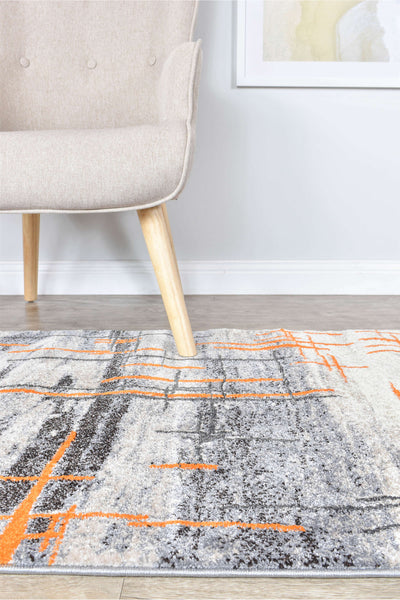 Mona 726A Grey Orange Runner Rug