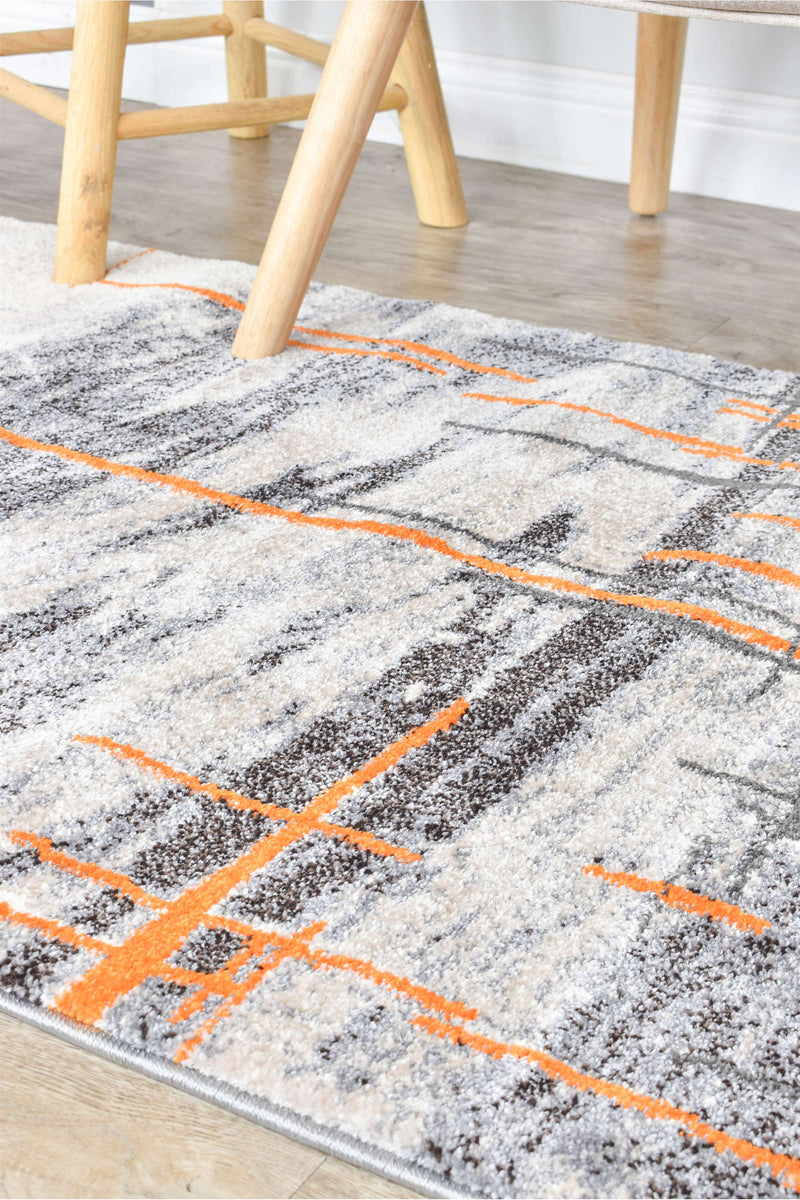 Mona 726A Grey Orange Runner Rug