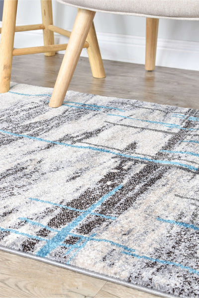 Mona 726AA Grey Turquoise Runner Rug