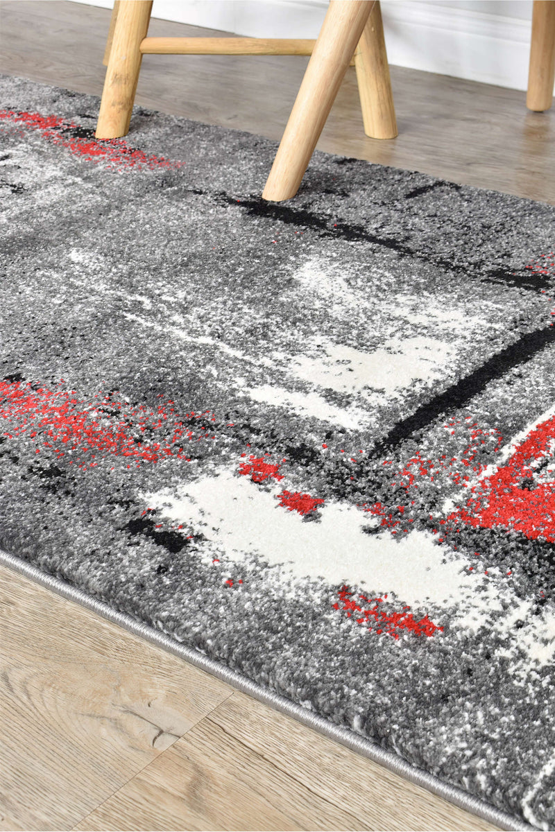 Mona 53A Grey Red Runner Rug