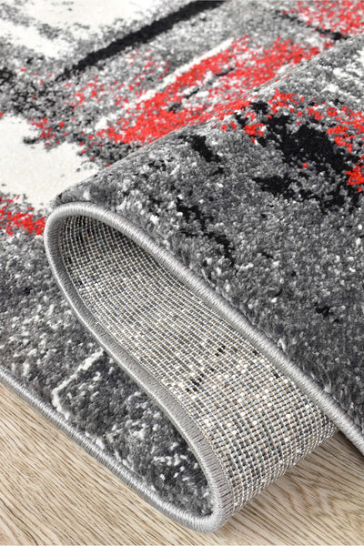 Mona 53A Grey Red Runner Rug