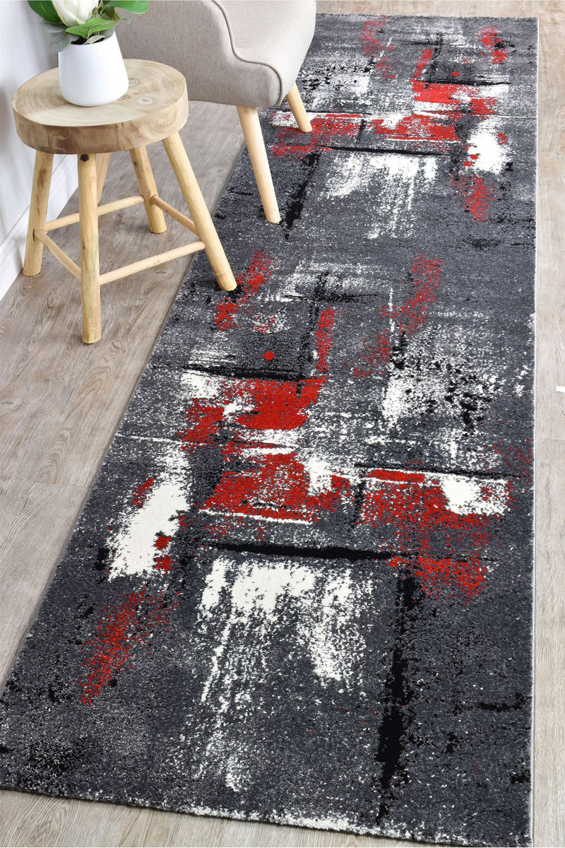 Novas 53A Grey Red Runner Rug, Rugs Online Rugs Sydney Australia, www.rugsonlinerugs.com.au