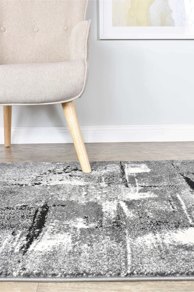 Mona 53A Light Grey Dark Grey Runner Rug