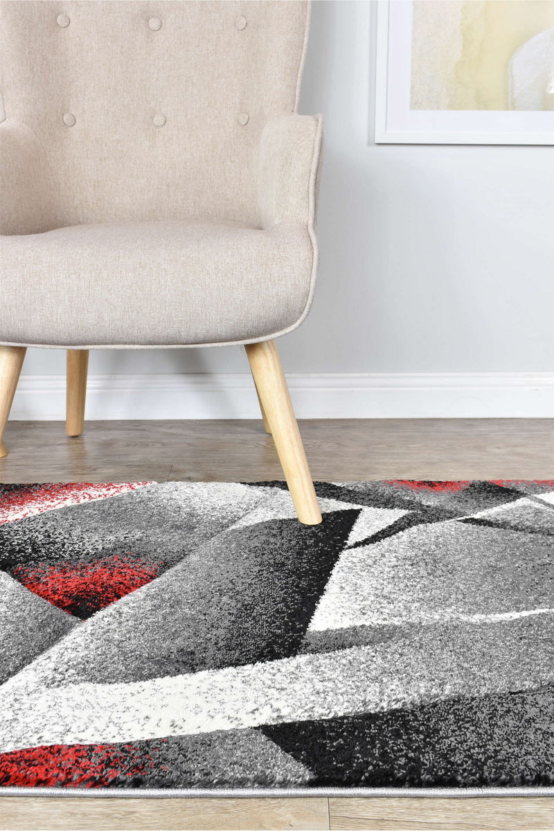 Mona 54B Grey Red Runner Rug