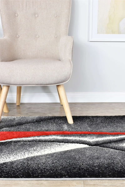 Mona 56A Grey Red Rug