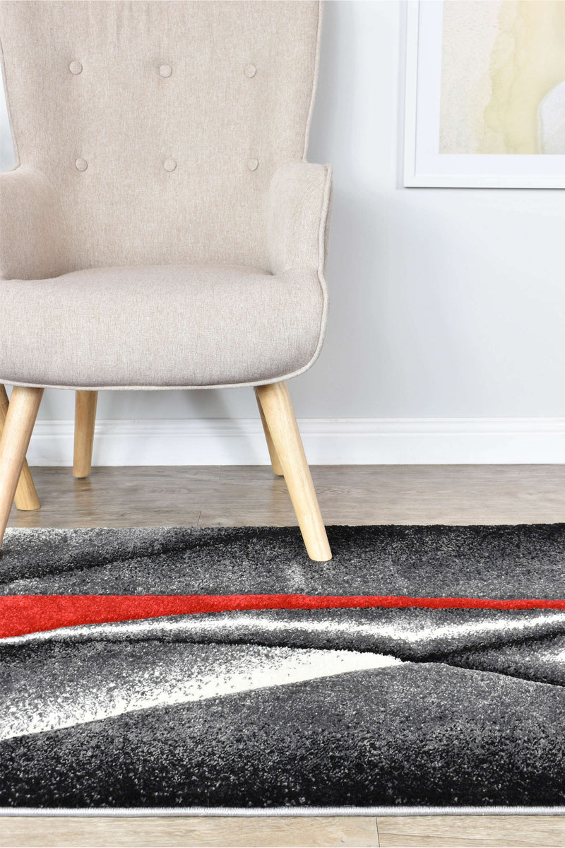 Mona 56A Grey Red Runner Rug