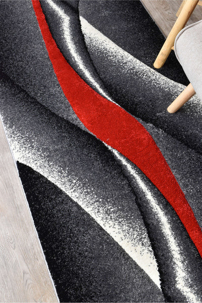 Mona 56A Grey Red Runner Rug