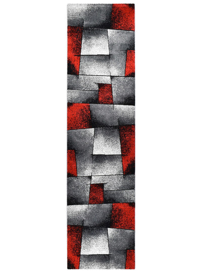 Mona 97A Grey Red Runner Rug