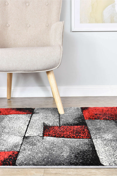 Mona 97A Grey Red Runner Rug