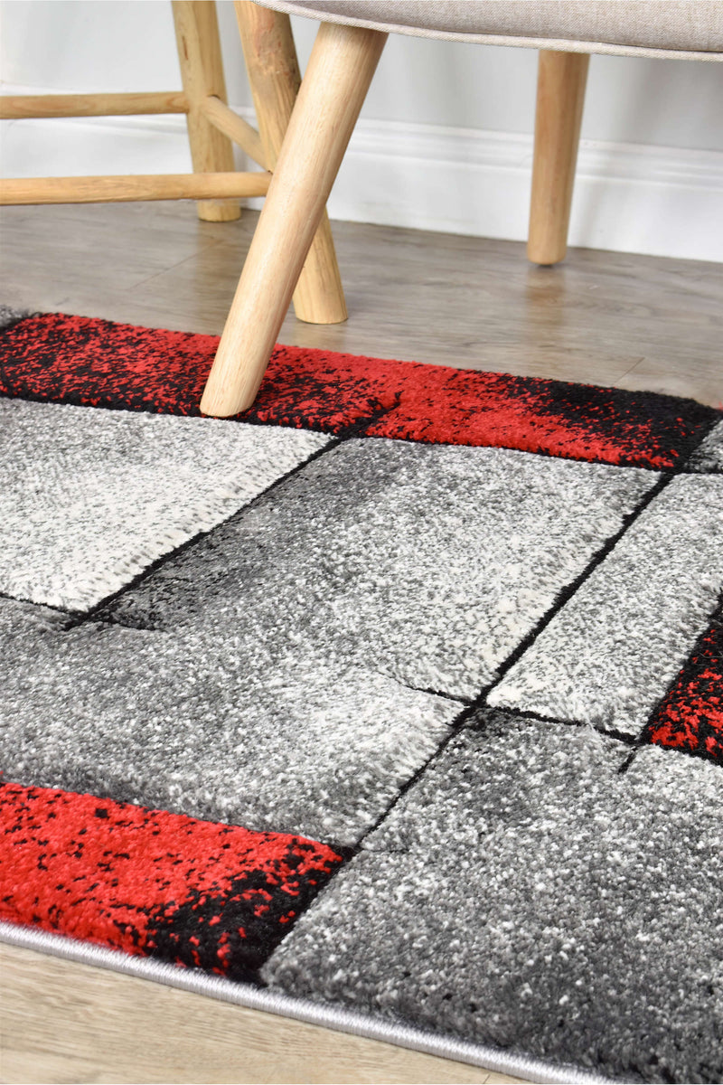 Mona 97A Grey Red Rug