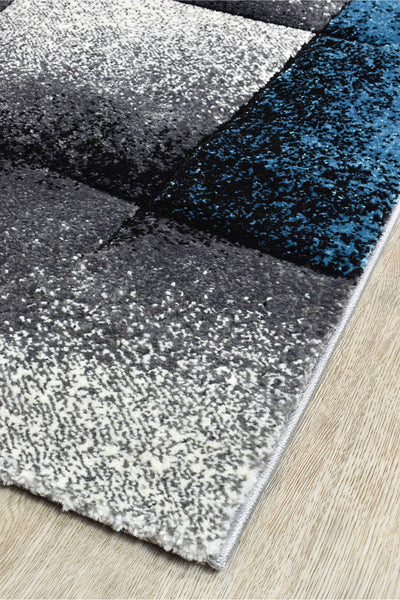 Mona  97A Grey Turquoise Runner Rug