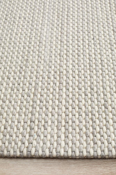 Studio Oskar Felted Wool Striped Rug Grey White