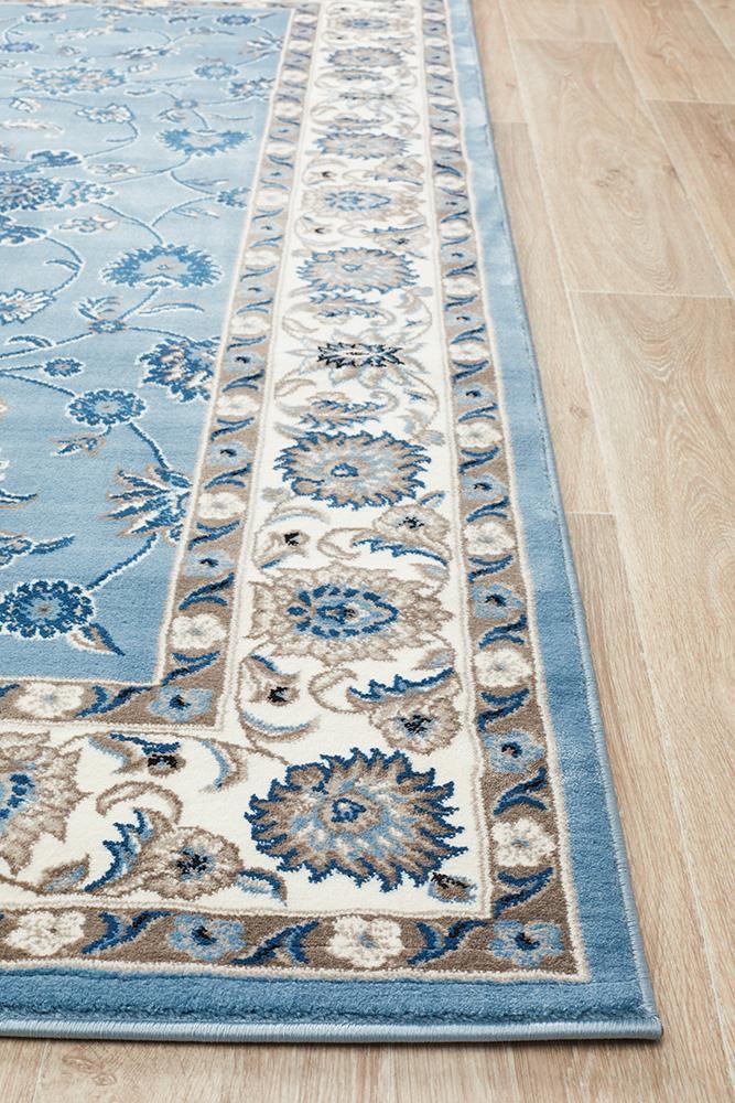 Sydney Collection Classic Rug Sky Blue Border